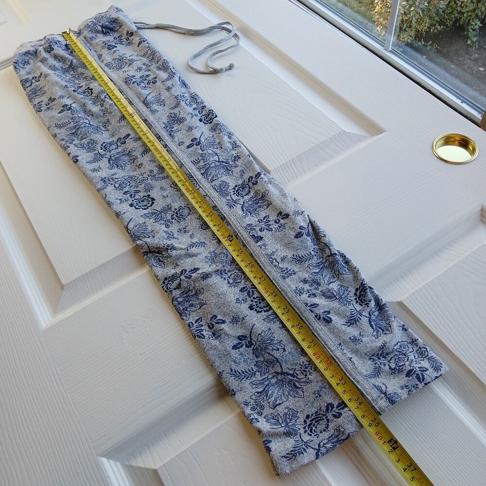 Lucky Brand Blue Floral Print Pajama Set M grey short sleeve tee lounge pants - Picture 12 of 12